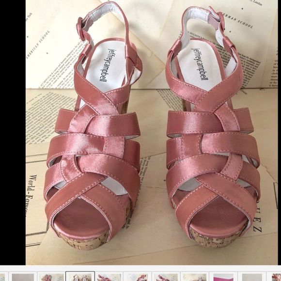 Jeffrey Campbell Satin Cork Platform Sandal 8.5 - Picture 4 of 6